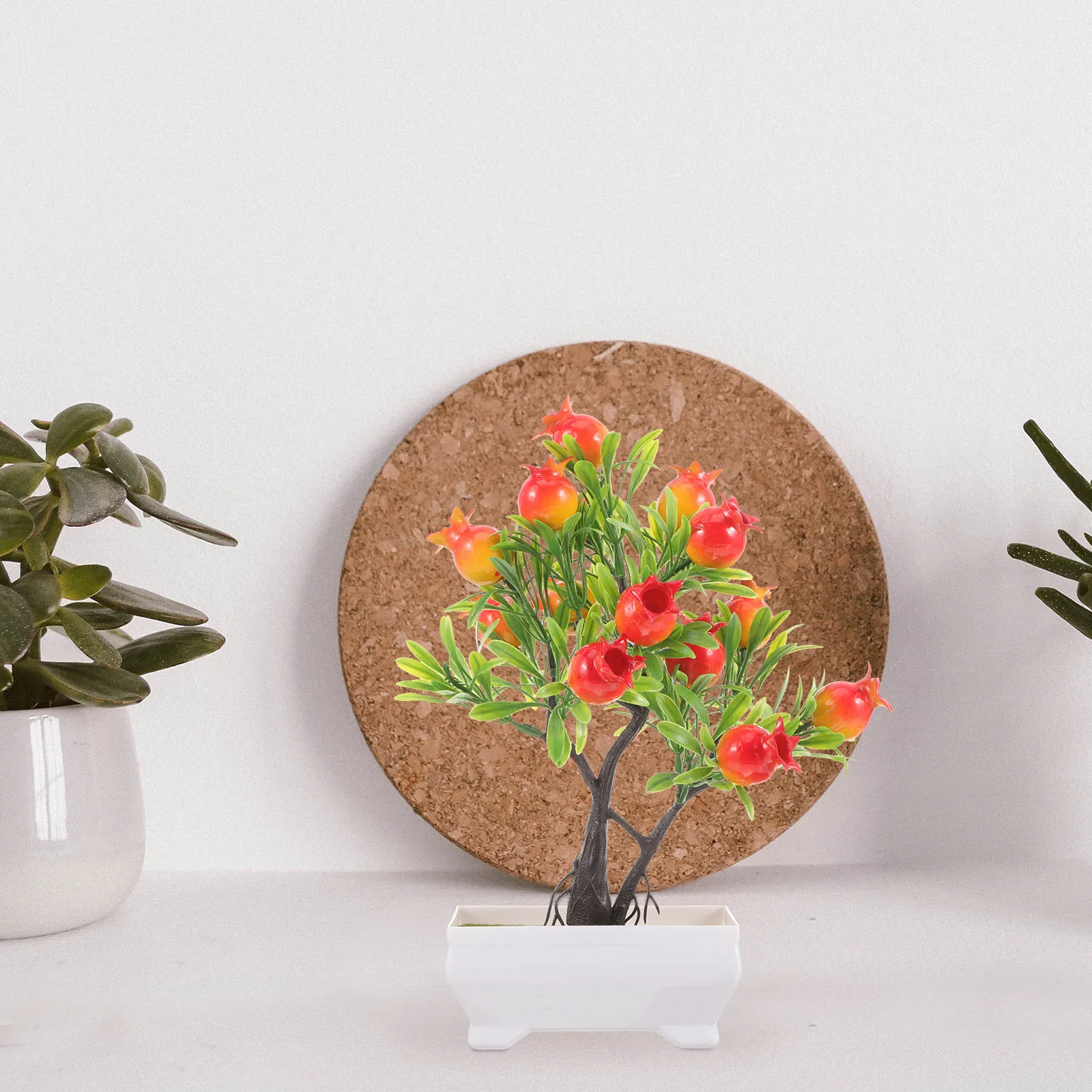 

Artificial Pomegranate Tree Bonsai Simulation Fruit Plant With Pot For Home Office Decor Desktop Table Centerpiece Indoor