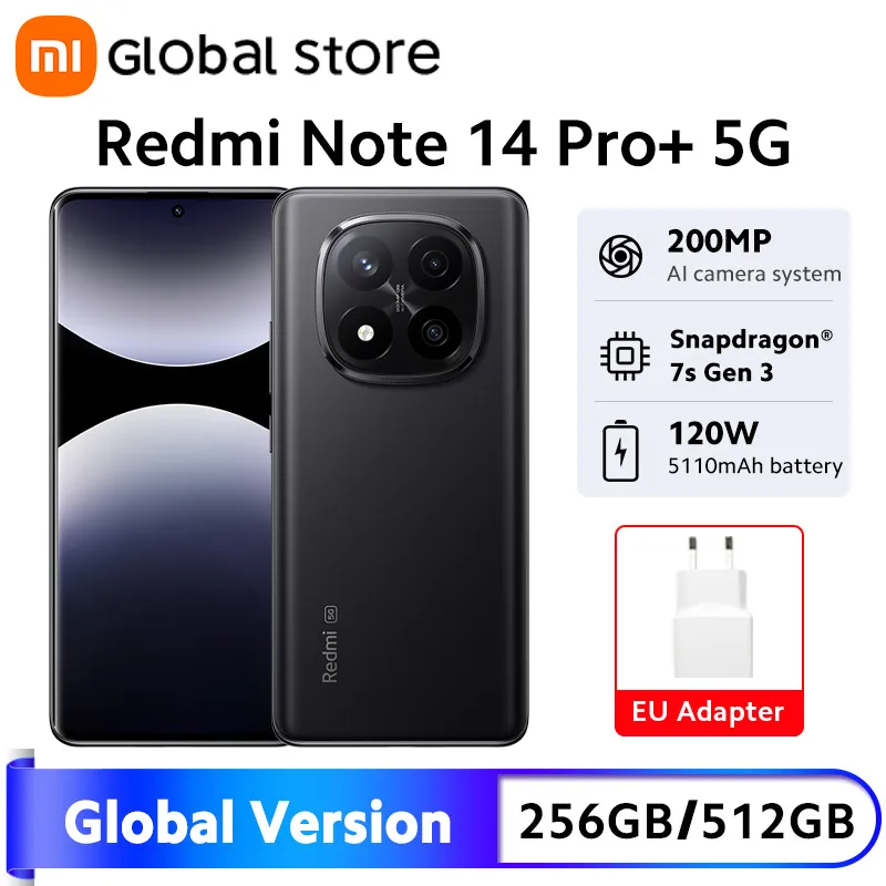 Xiaomi Redmi Note 14 Pro Plus 5G Smartphone Global Version Snapdragon 7s Gen 3 200MP OIS Camera 6.67