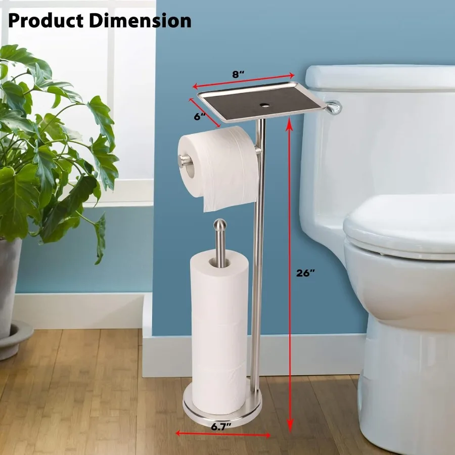 حامل ورق التواليت مع رف حامل ورق التواليت قائم بذاته مع صينية للأشياء الصغيرة حامل ورق المرحاض Stora قائم بذاته #6