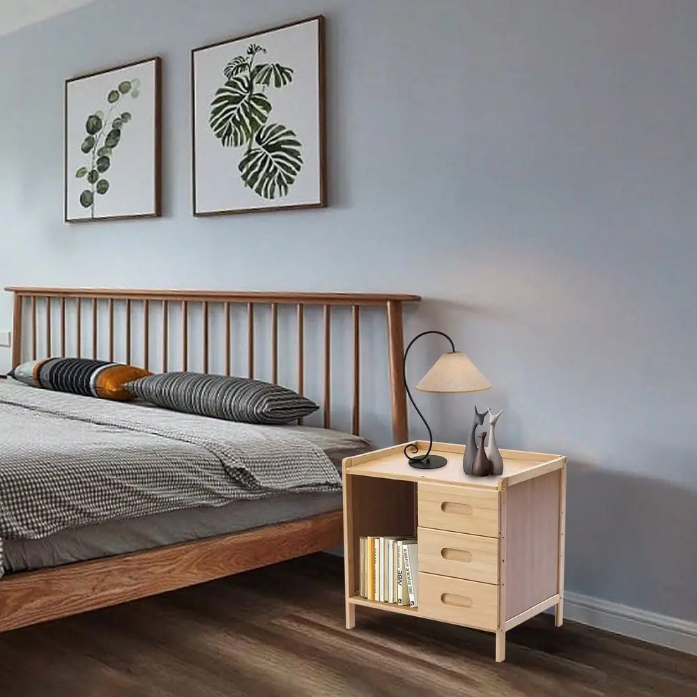 

Tiers Nightstand Storage Box Bedside Table End Side Organizer For Bedroom Home Primary Color Bamboo Night Stand Bedside Table W