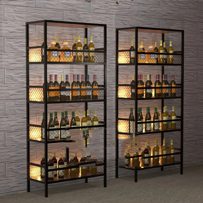 

Design Iron Kitchen Industrial Living Room Column Modern Wine Rack Narrow Storage Bar Cabinet Home Armadietto Ideas Furniture