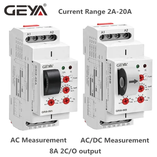 Imagen 2 del producto GEYA GRI8-06 relé de Sensor de corriente CC 18mm de ancho 2CO 8A relé de prueba de corriente CA/CC 24V-240V amplio rango