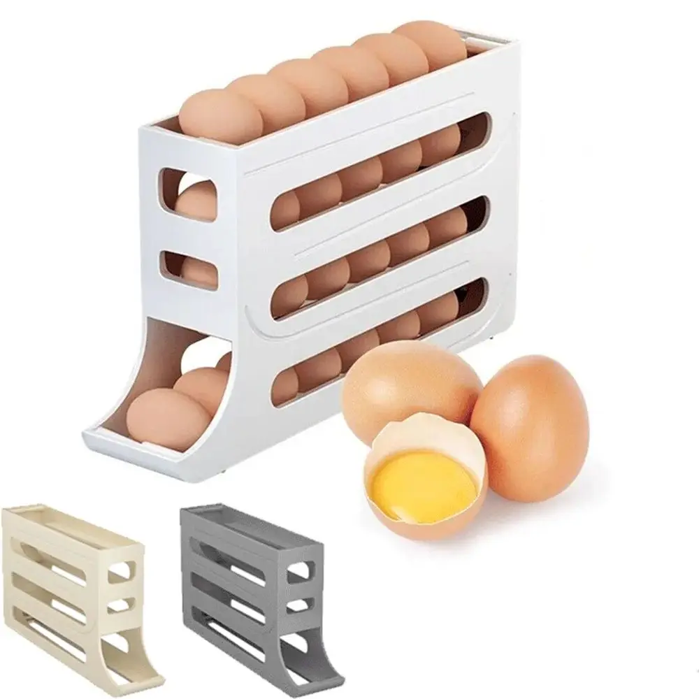 Large Capacity Automatic Egg Roller Slide Organizer Four Tier Egg Organiser Household Kitchen Dedicated