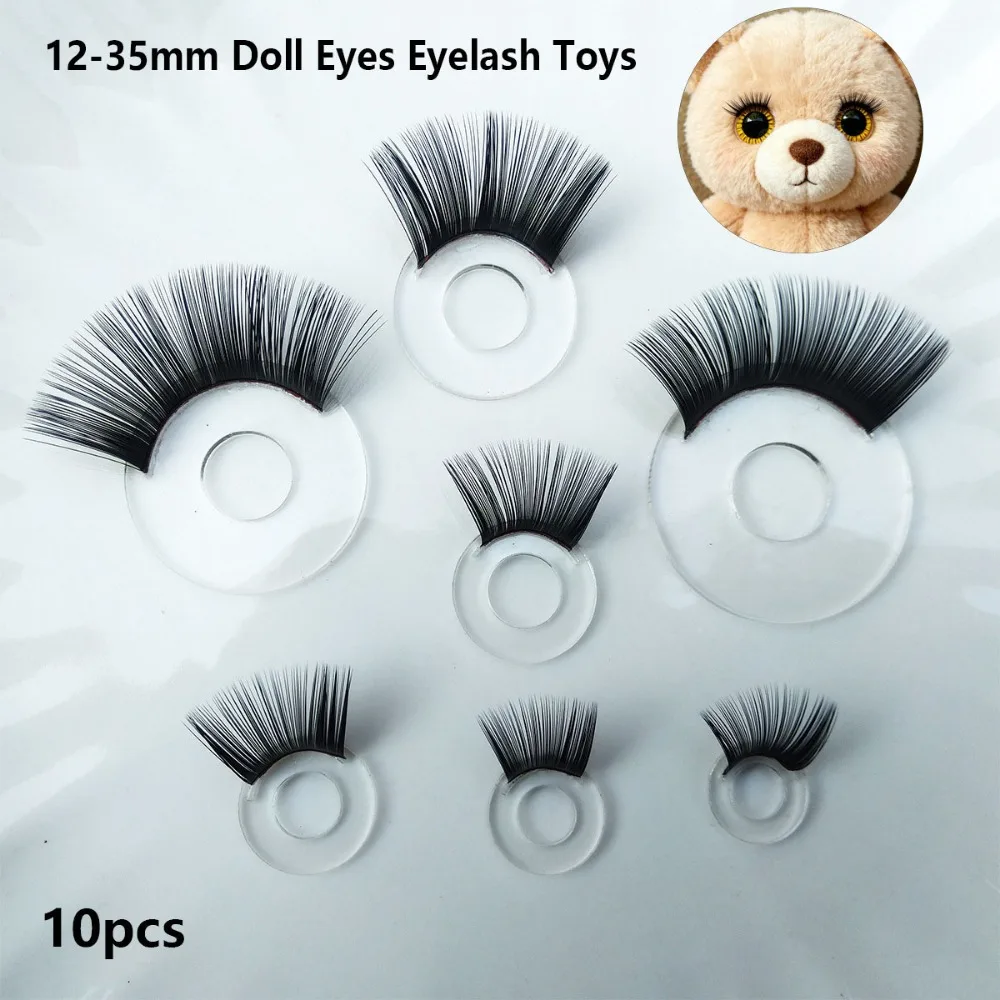 10pcs 12-35mm Eyes Eyelash Toys DIY 8 Styles Crystal Eyeballs Stereoscopic Flash Eyelash Eyes for Blythe Dolls Pretend Play Toys