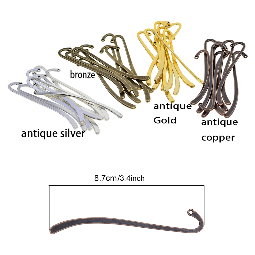 24 Pieces of Hook Bookmark Zinc Alloy Jewelry Findings Making Home Decor Collection Souvenirs DIY Crafts Gifts Bronze