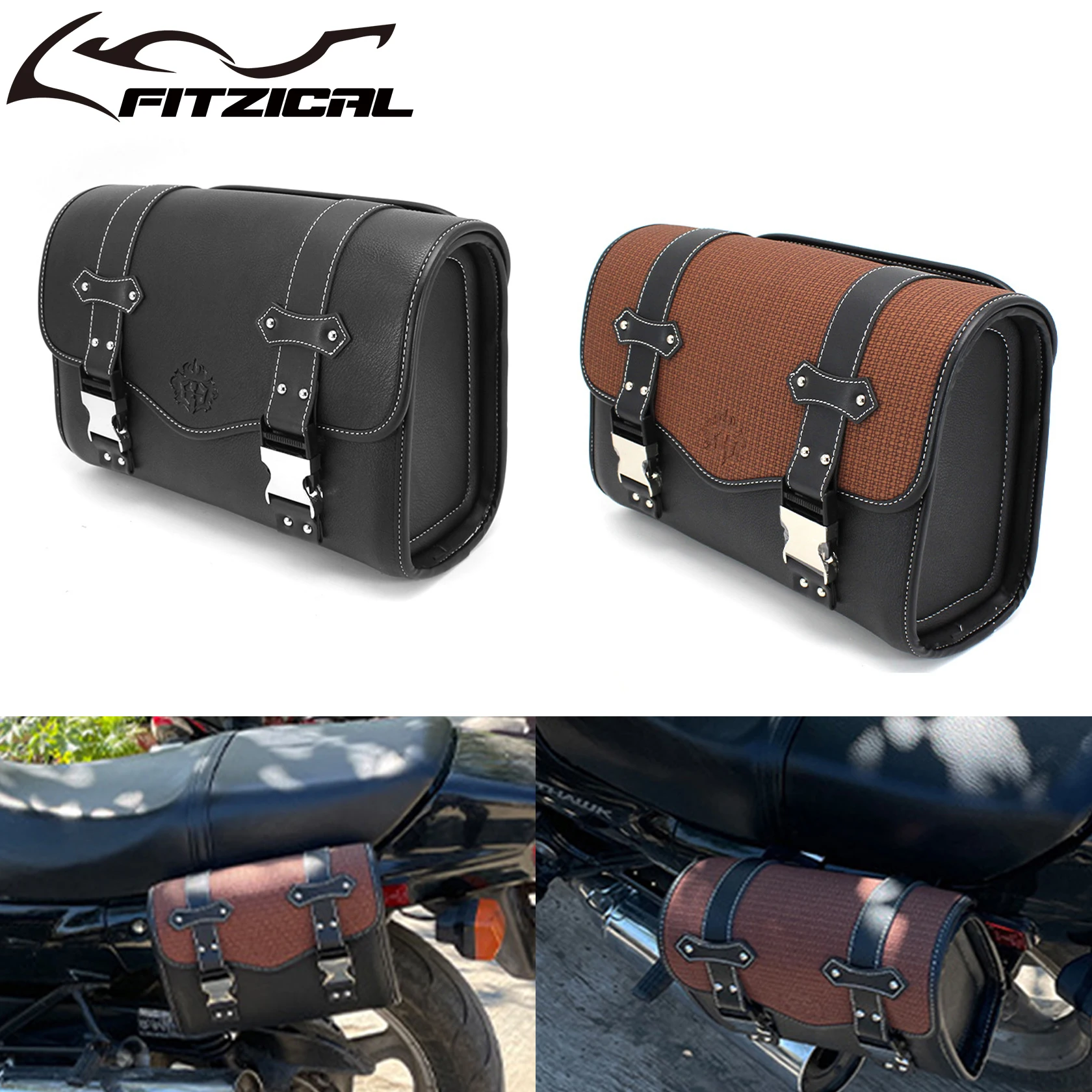 

Motorcycle Saddlebag Side Bag Retro PU Motorcycle Tool Bag For Harley Sportster XL883 XL1200 Touring For Honda For W400 W650