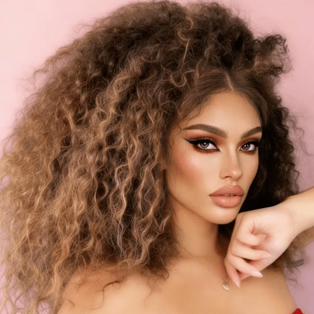 

Синтетический парик 13x4 HD Honey Blonde 4/27 Deep Wave с кружевной передней частью, без клея, предварительно выщипанный, для женщин, для повседневного ношения