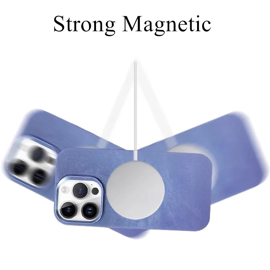 고급 초미세 벨벳 원단 케이스 아이폰 17 12 13 14 15 16 프로 맥스 강력한 자석 흡착 메탈 렌즈 링 커버
