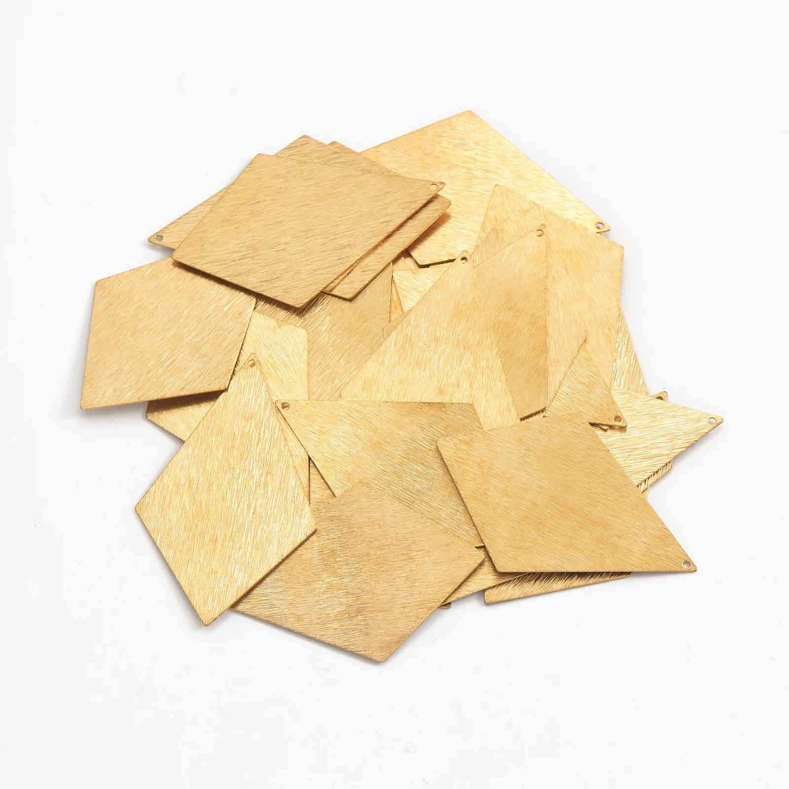 6pcs original brass single hole brushed solid flat rhombus  pieces are used to make charming earring necklace pendant components