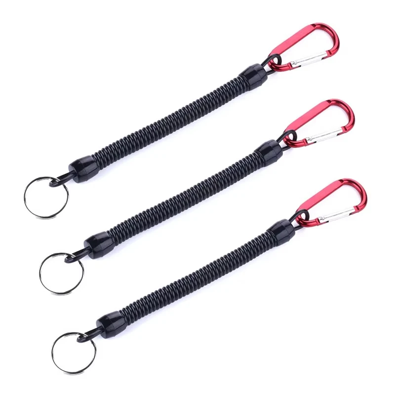Angeln Lanyards 3 stücke 22 cm Versenkbare Spiralkette mit Karabiner TPU Bootfahren Angeln Seil Retention Seil Angeln Werkzeuge Tackle – Detail 1