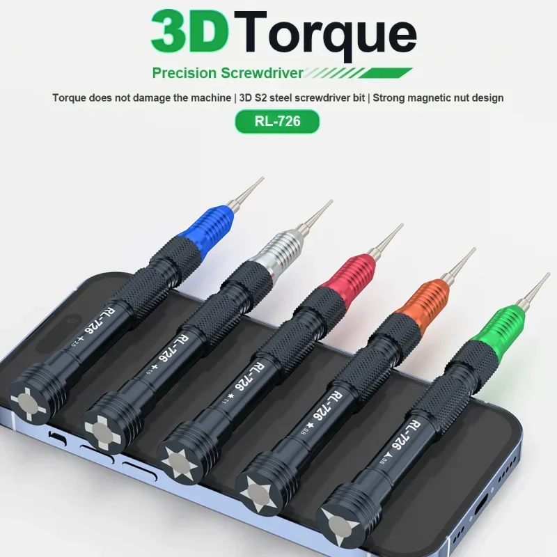 RELIFE RL-726A 3D Fixed Torgue Precision Torque Screwdriver Extra Hard S2 Steel Bit Not Damage Screws For Mobile Phone Repair