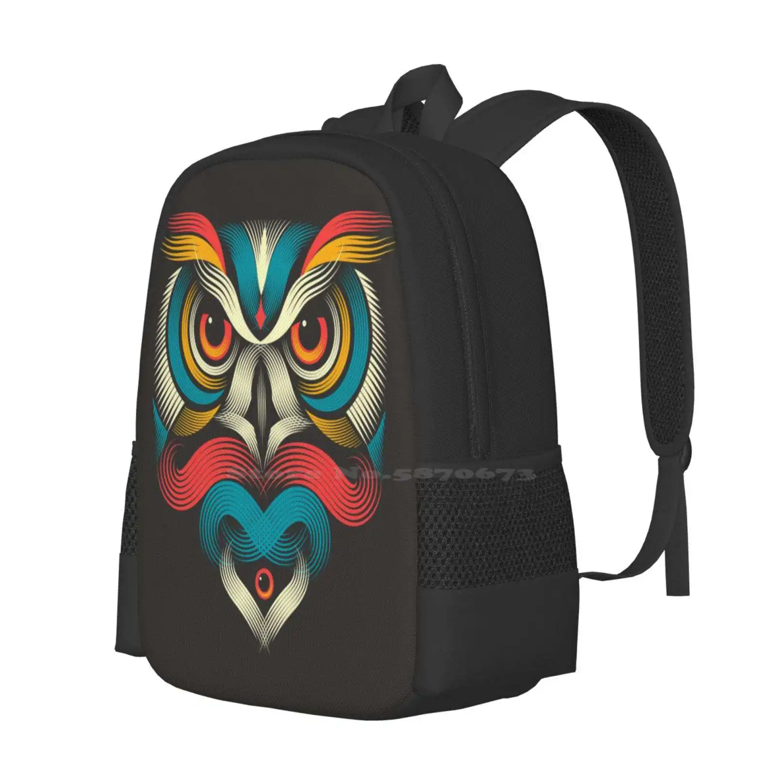 Owl Soul School Bags For Teenage Girls Laptop Travel Bags Bird Animal Raptor Hoot Great Horned Owl Bubo Wildlife Modern Bold