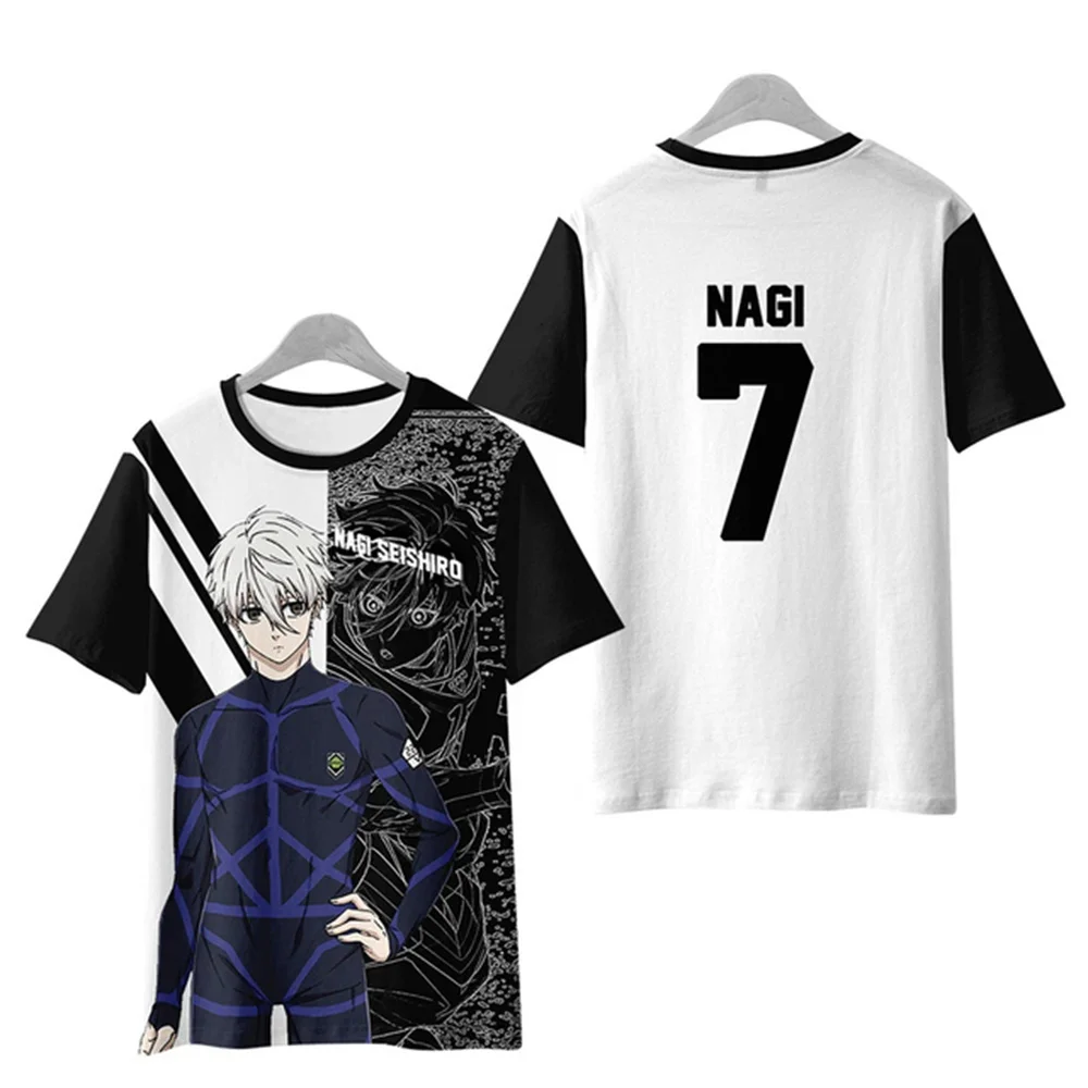 

Men's and women's animated printed T-shirts blue 3D lock-in printed streetwear casual fashionable