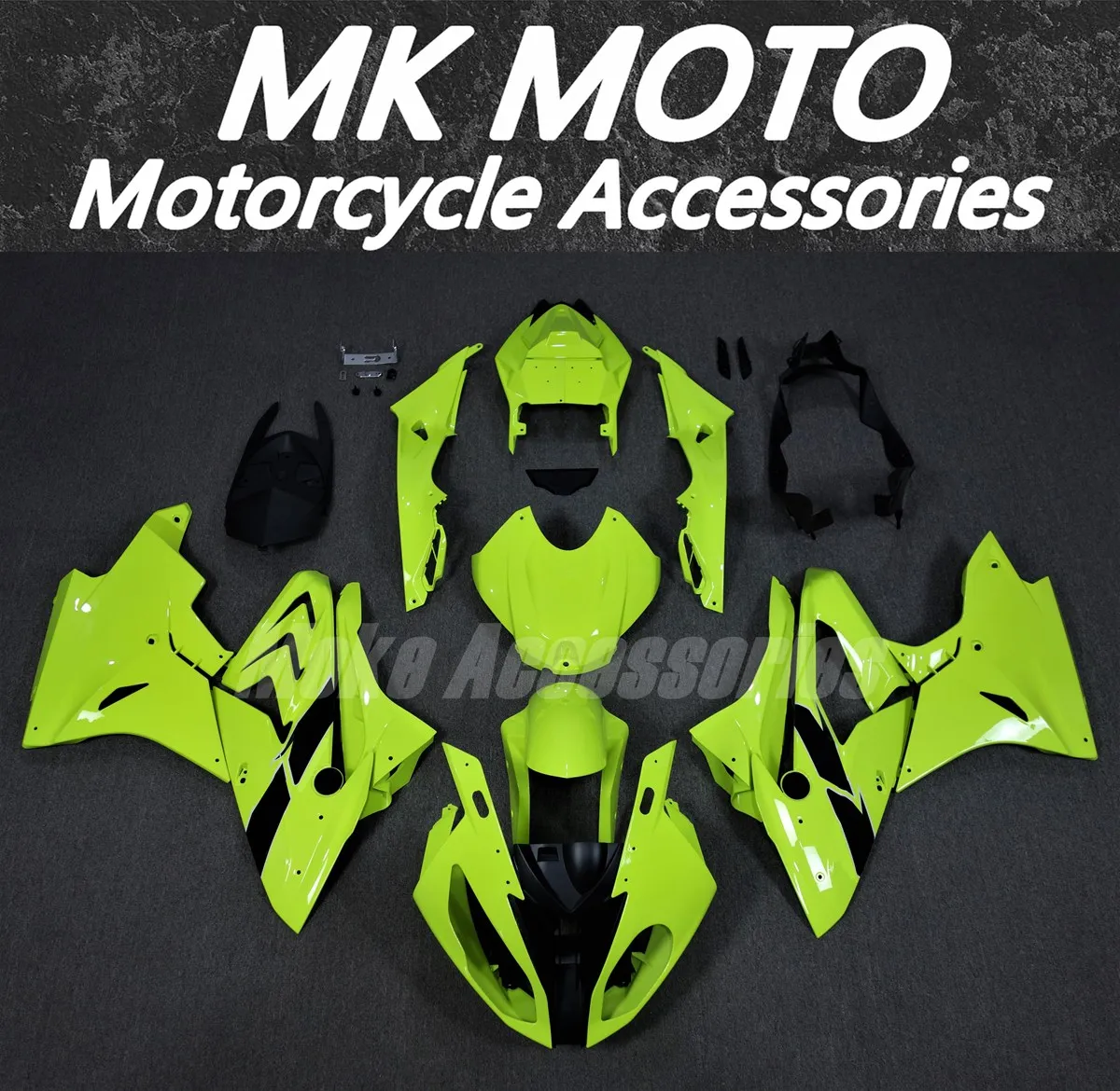 

Moke moto Motorcycle Fairings Kit Fit For S1000rr 2017 2018 Bodywork Set High Quality ABS Injection Neon Fluorescence Black