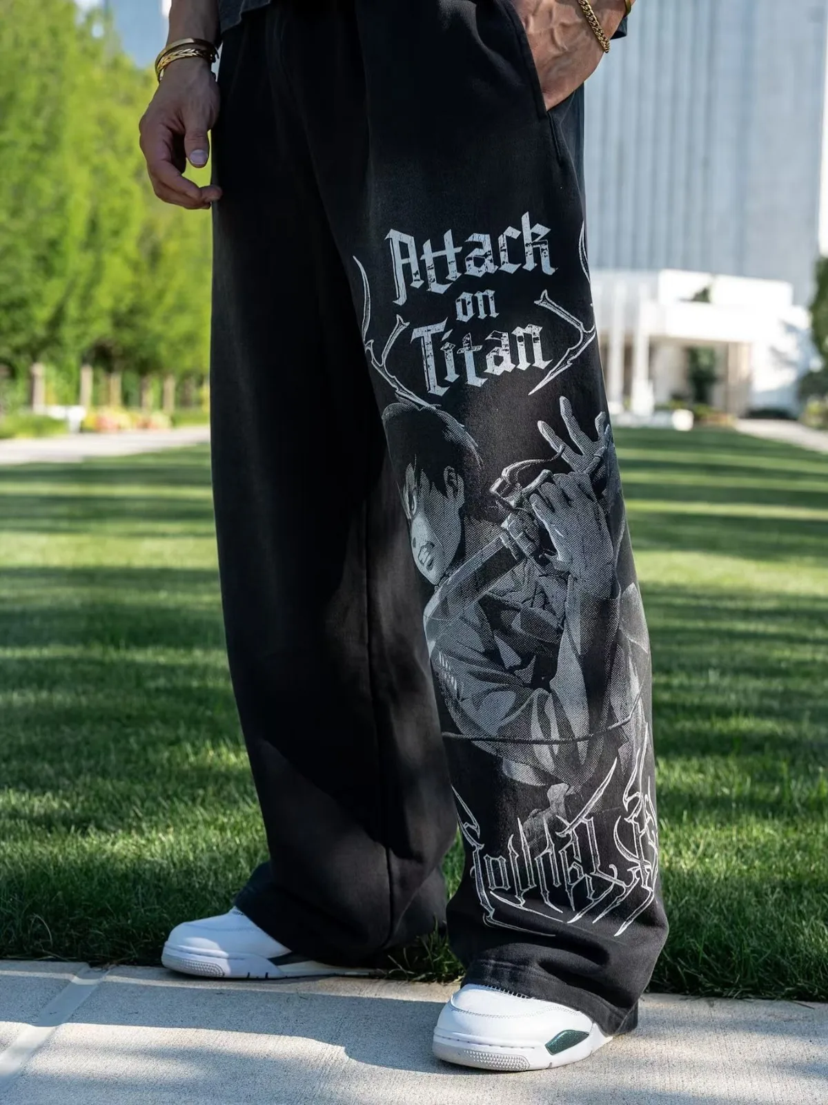 YOUNGLA Attack on Titan Jogger cotton wool print wide leg pants