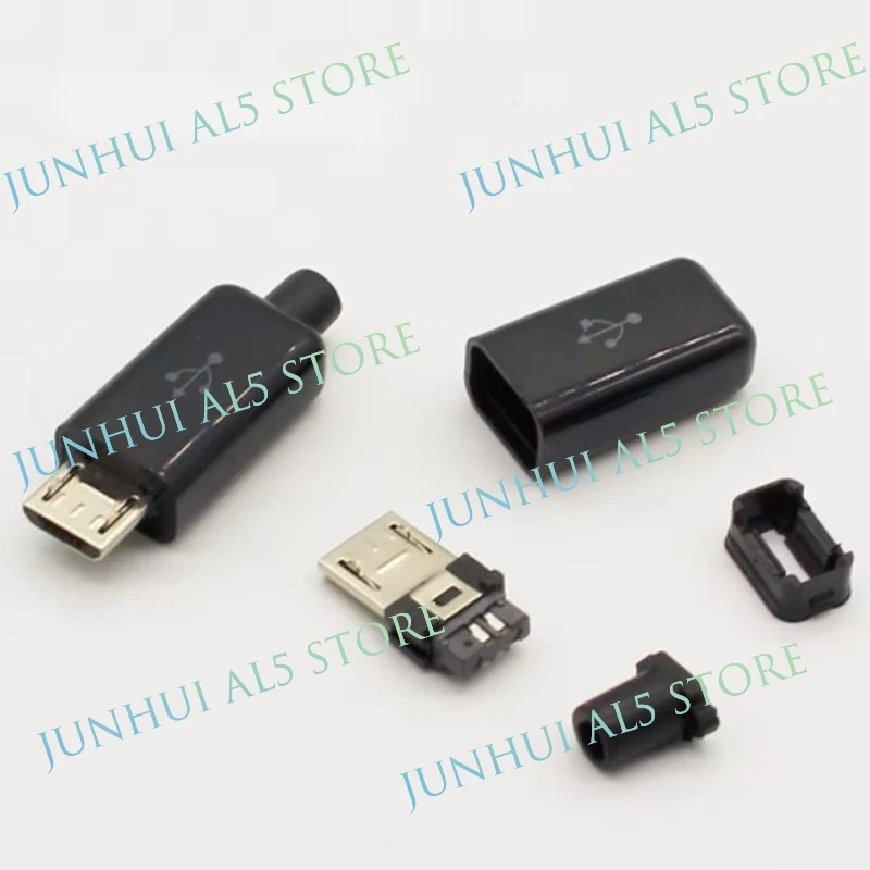 Micro Mike Android Plug Male 4-pin Black Shell White Shell USB2.0 Male 4-piece Set With Pcb Board Solder Wire Connector B5