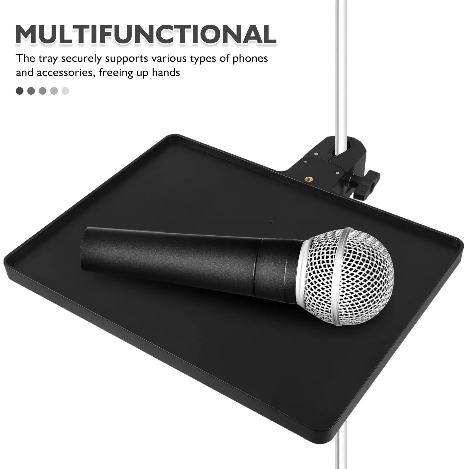 Adjustable Microphone Stand Tray Clamp-On Rack Tray Utility Shelf Firm Rack For Live Streaming Recording Karaoke Desktop Floor