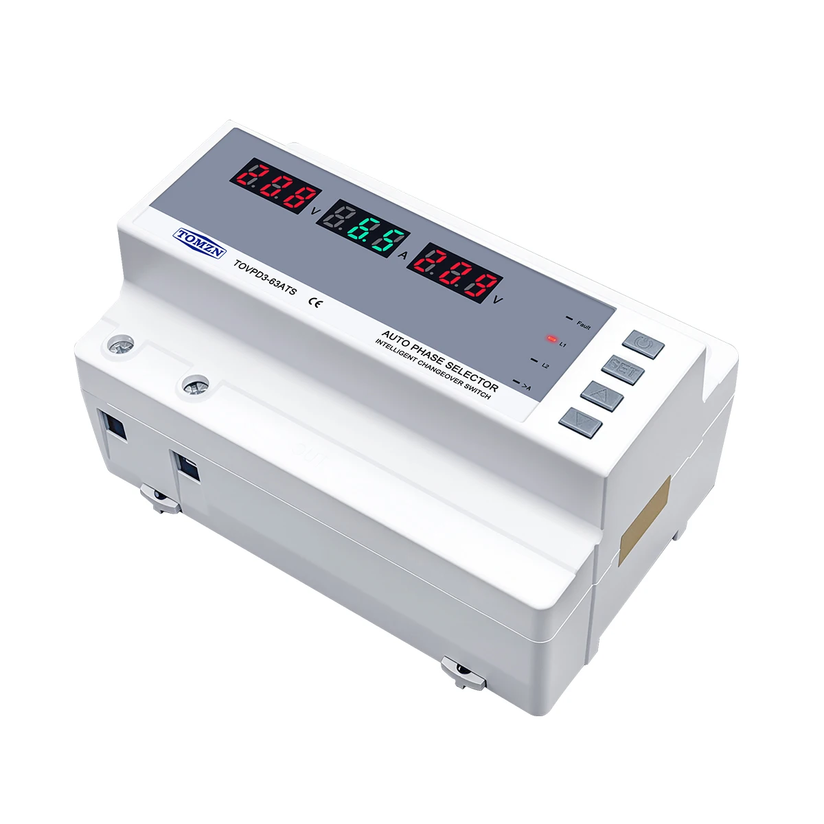 TOMZN Relay-type Auto Dual Power Transfer Switch Over Under Voltage Protection Over Current Protector Cut Off L N U-I Display