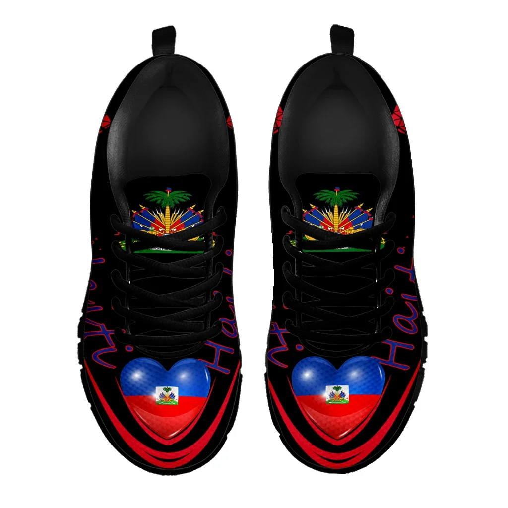 Black Women's Sneakers Haiti Flag Design Brand Casual Sneakers Unisex Outdoor Running Shoes Love Print Footwear
