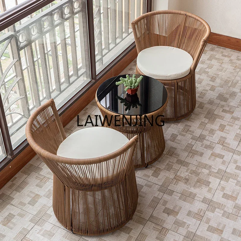 MJY open-air dew small coffee table combination courtyard rattan tables and chairs