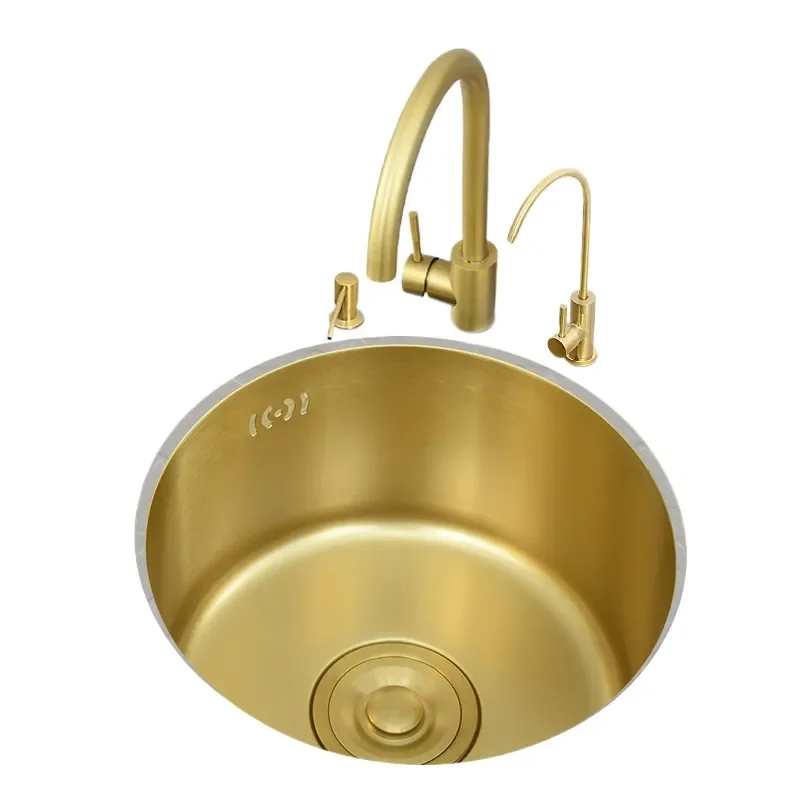 Modern Design Multifunctional Stainless Steel Sink Hand Brushed Gold Kitchen Bathroom Accessories Hotel Home Easy Cleaning