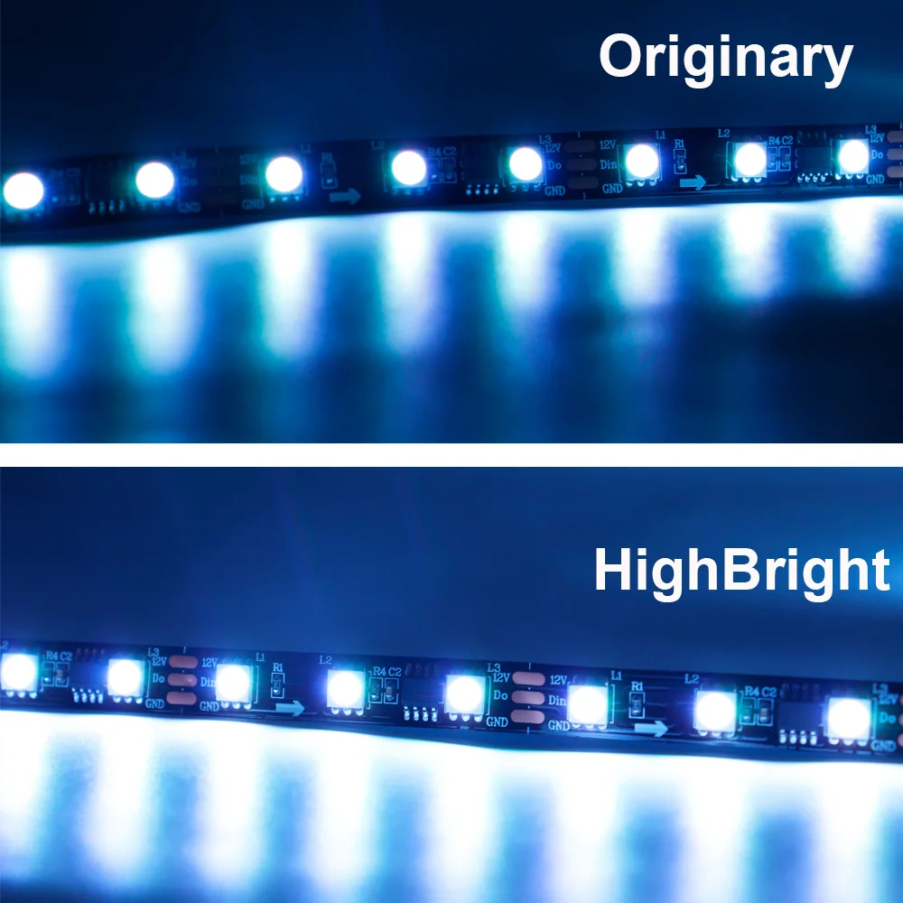 High Brightness WS2811 RGB Led Strip Light 5050SMD Addressable 60 Pixles/M Full Colors LED Lights Ribbon DC12V Room Decoration