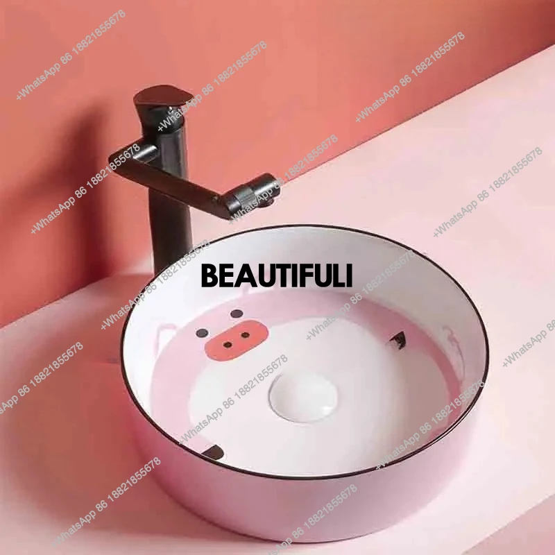 Balcony Hand Wash Basin Countertop Sinks Round Ceramic Wash Sinks Toilet Wash Basin Child Washbasin