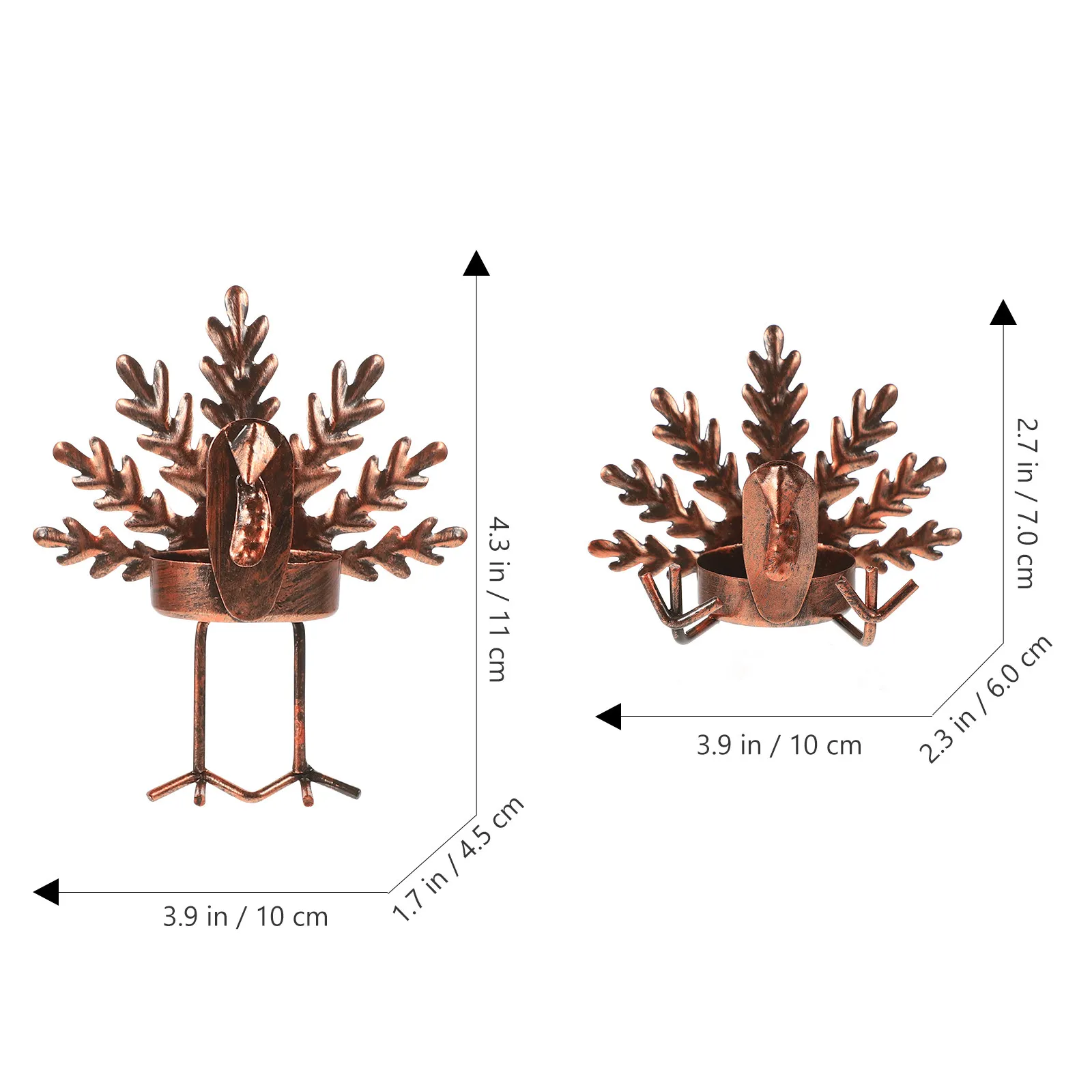 6Pcs Elegant Iron Turkey Candlestick Set Thanksgiving Candlestick Adorn Table Decor Support Party Supply Warm Ambience
