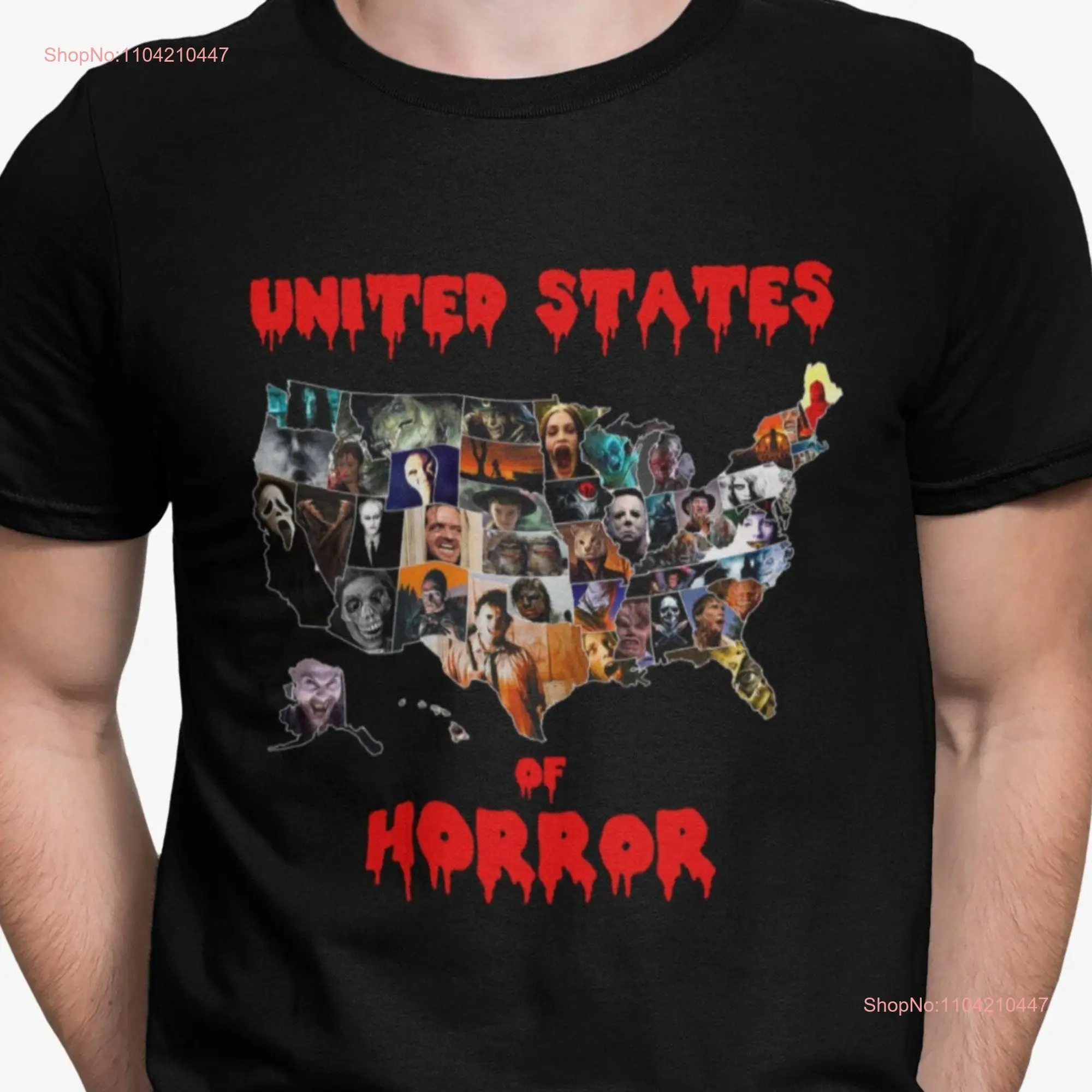 United States of Horror Halloween Movie T Shirt Iconic USA characters s For Him Scary themed clothing