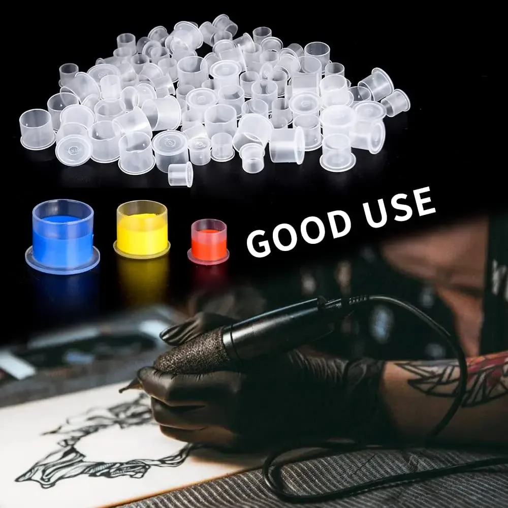 100/1000Pcs Tattoo Ink Cup Small Size Silicone Permanent Tattoo Make-up Eyebrow Pigment Container Caps Disposable Accessories