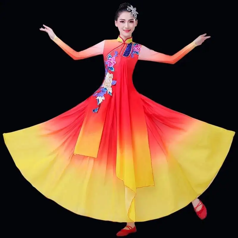 Ropa de baile para abanico para mujer, ropa de baile de ópera de estilo chino, trajes de actuación de danza clásica, vestido étnico tradicional