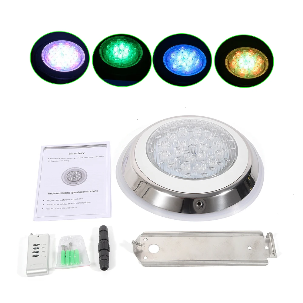 

12V 54W Pool Light Underwater Color-Change LED Lights RGB IP68 with Remote Control