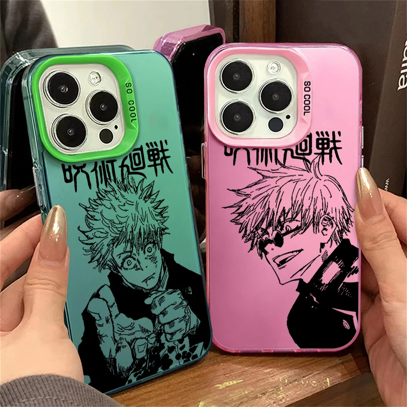 Jujutsu Kaisen Gojo Sukuna For iPhone 15 14 13 12 11 Pro Max XS Max X XR 7 8 Plus 6S Fashion Colorful Silver Phone Case