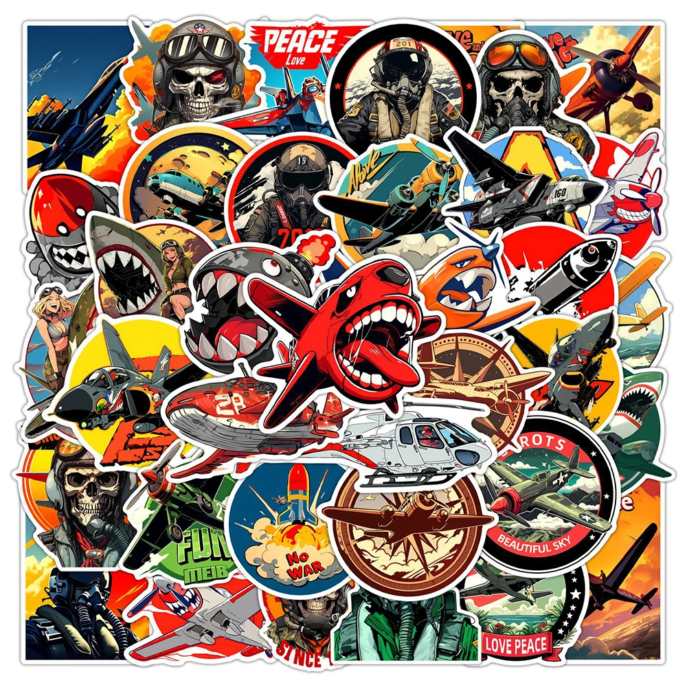 10/30/50 Stück Coole Retro Flugzeugpiloten Wasserfeste Aufkleber für Skateboard Laptop Handy Auto Koffer Graffiti Scrapbooking Sticker