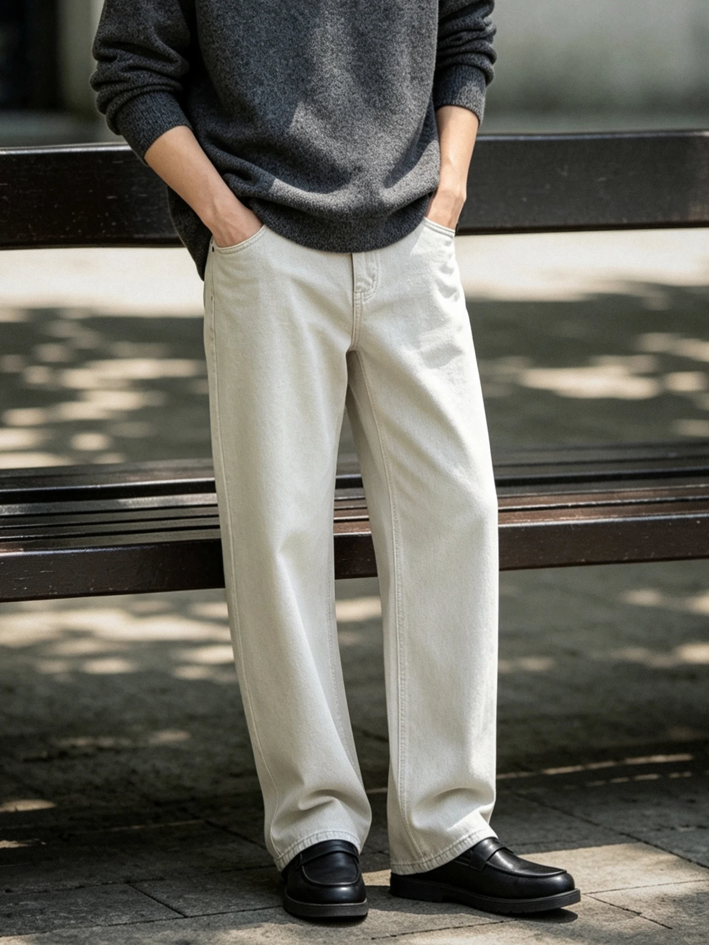 Comfortable Straight Leg Men's Jeans Casual Commute Denim Pants mid Waist Button Closure Cotton Polyester Spandex Blend