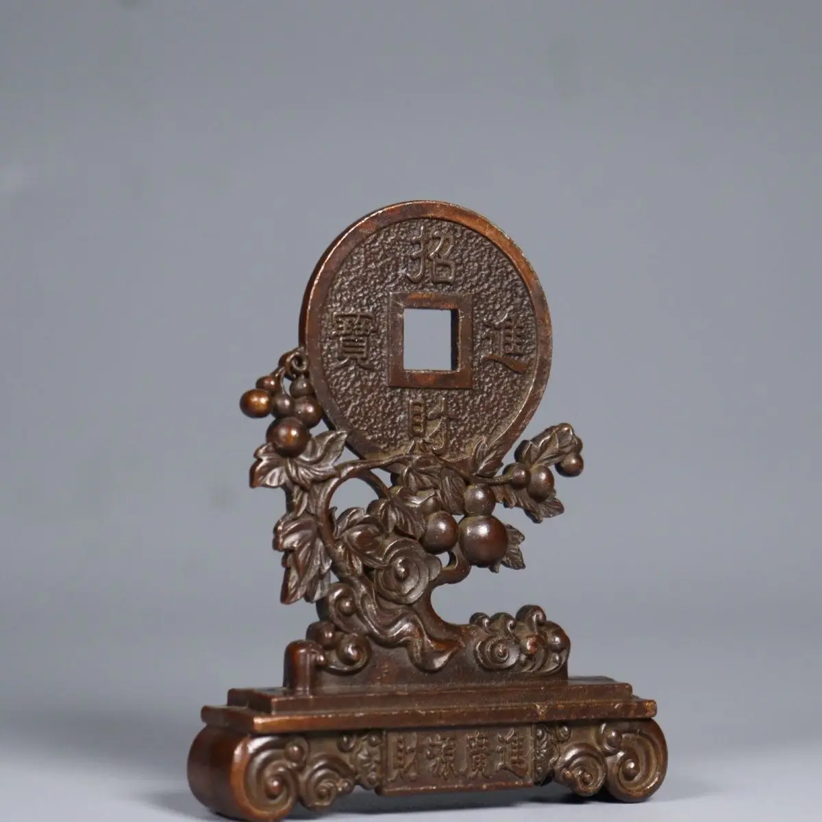 Antique Old Copper Carving A Lot of Money Attracting Wealth and Treasure Retro