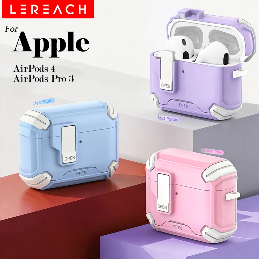 

Lereach for AirPods 4 AirPods 3 Pro Magnetic Anti-Drop armor protection Case with portable bracket
