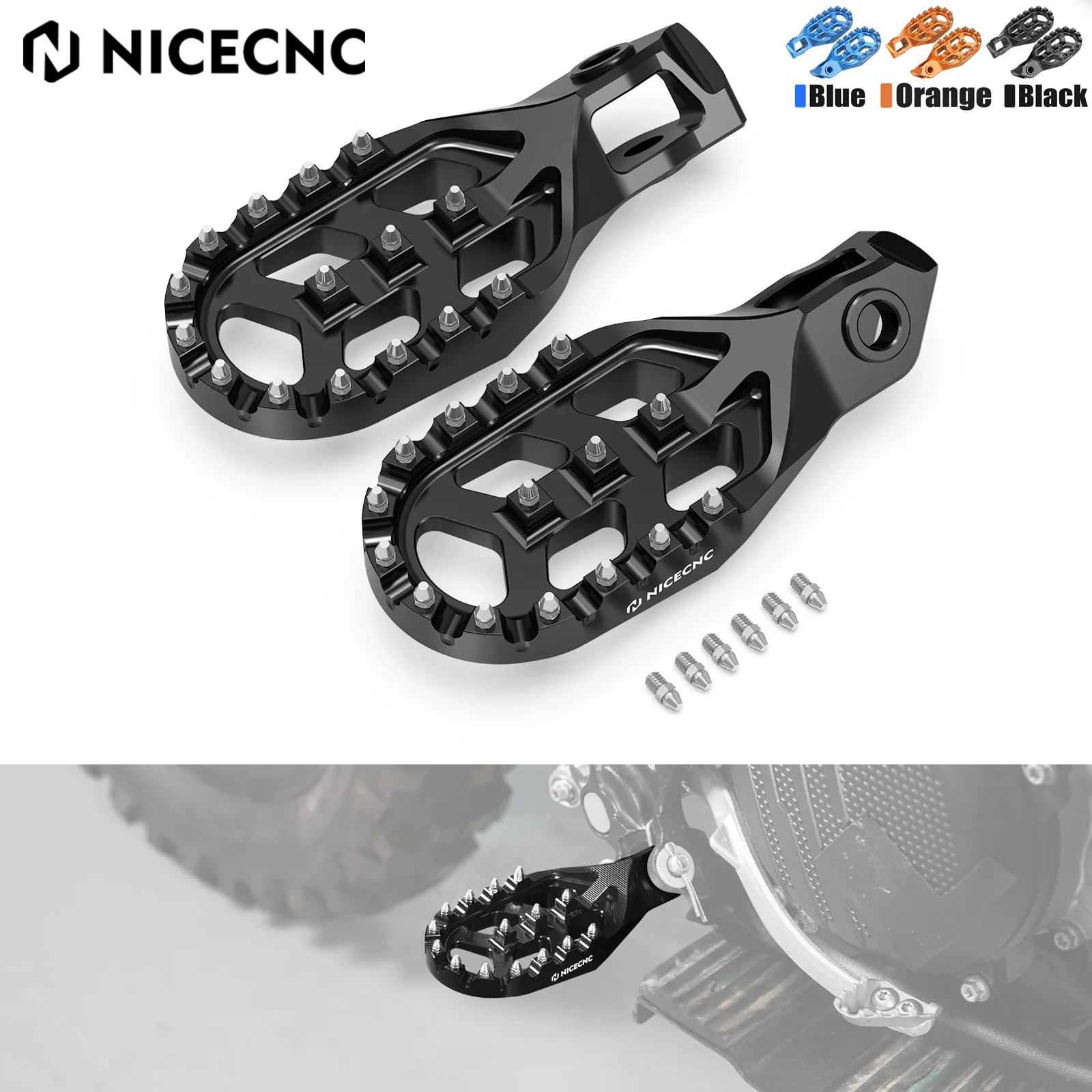 

NICECNC Motorcycle Forged Foot Pegs Footrest Pedal For 2024 GasGas EC300 EC250 EC EX MC 125 250 300 250F 350F 450F ECF EXF MCF