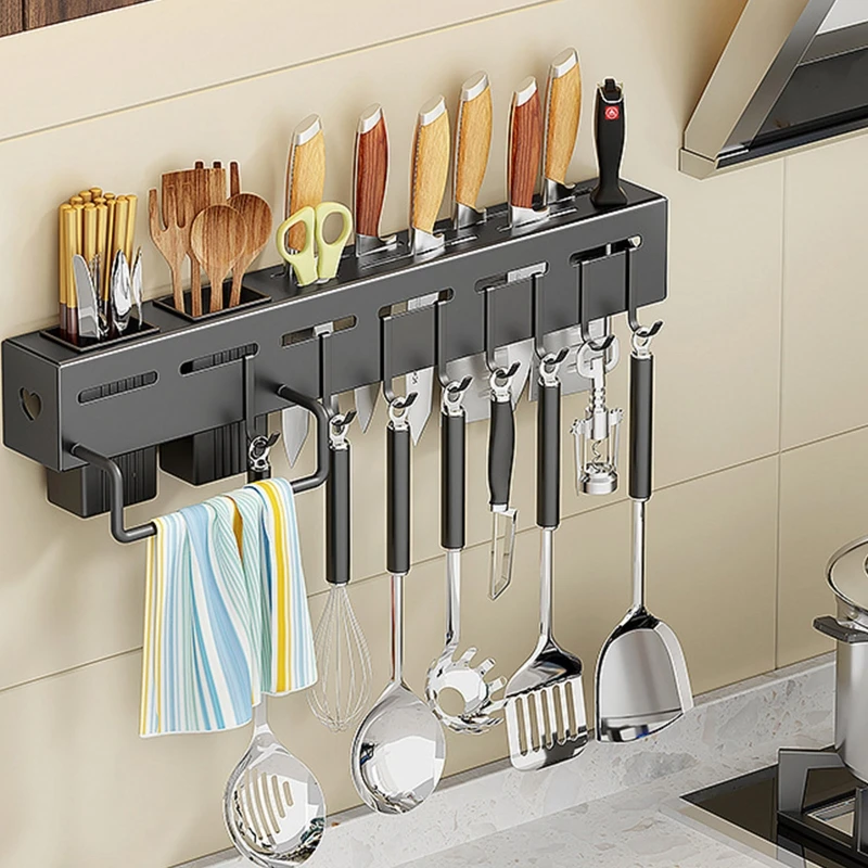 Wall Mounted Metal Storage Rack for Knife Cutlery, Kitchen Utensils, Cooking Utensil, Kitchenware, Colander, ladle Holder