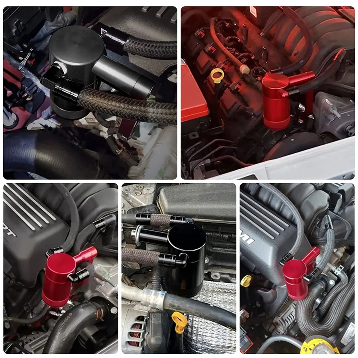 #98X Oil Catch Can Tank 5.7 HEMI Z-Bracket Billet Catch Can Red,Air Oil Separator,(Aluminum Alloy)