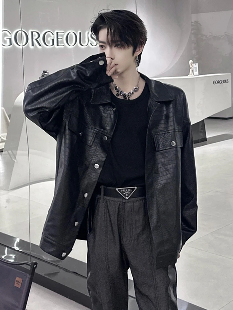 

Pure Bla ort Leather Jaet Men's Trendy Briti Sle Motorcycle Jaet Autumn Winter American Flight Bike Jaet