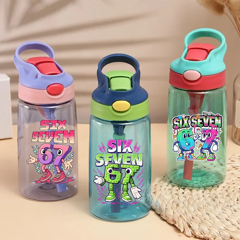 480ml Steal A Brainrot Water Bottle with Straw Funny 67 Six Seven Sports Bottles Cartoon Pattern Printed Cup Boys Girl Cups Gift
