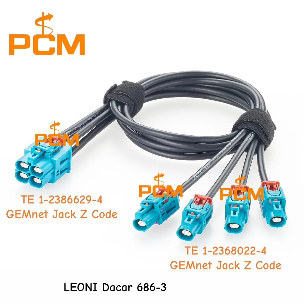 TE GEMnet Jack Z Code 1-2386629-4 to 1-2368022-4 Automotive Ethernet Cable for ADAS Camera ECU Vehicle Networking