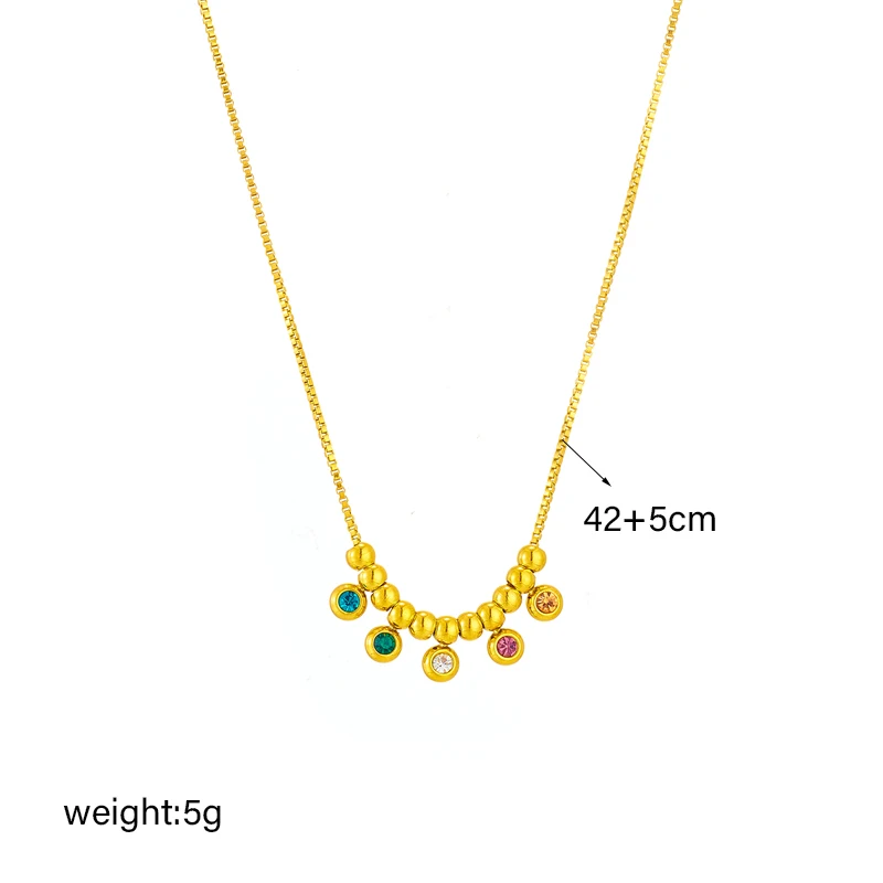 DIEYURO 316L Stainless Steel Colorful Zircon Beads Pendant Necklace For Women Girl New Trend Neck Chains Jewelry Gift Party