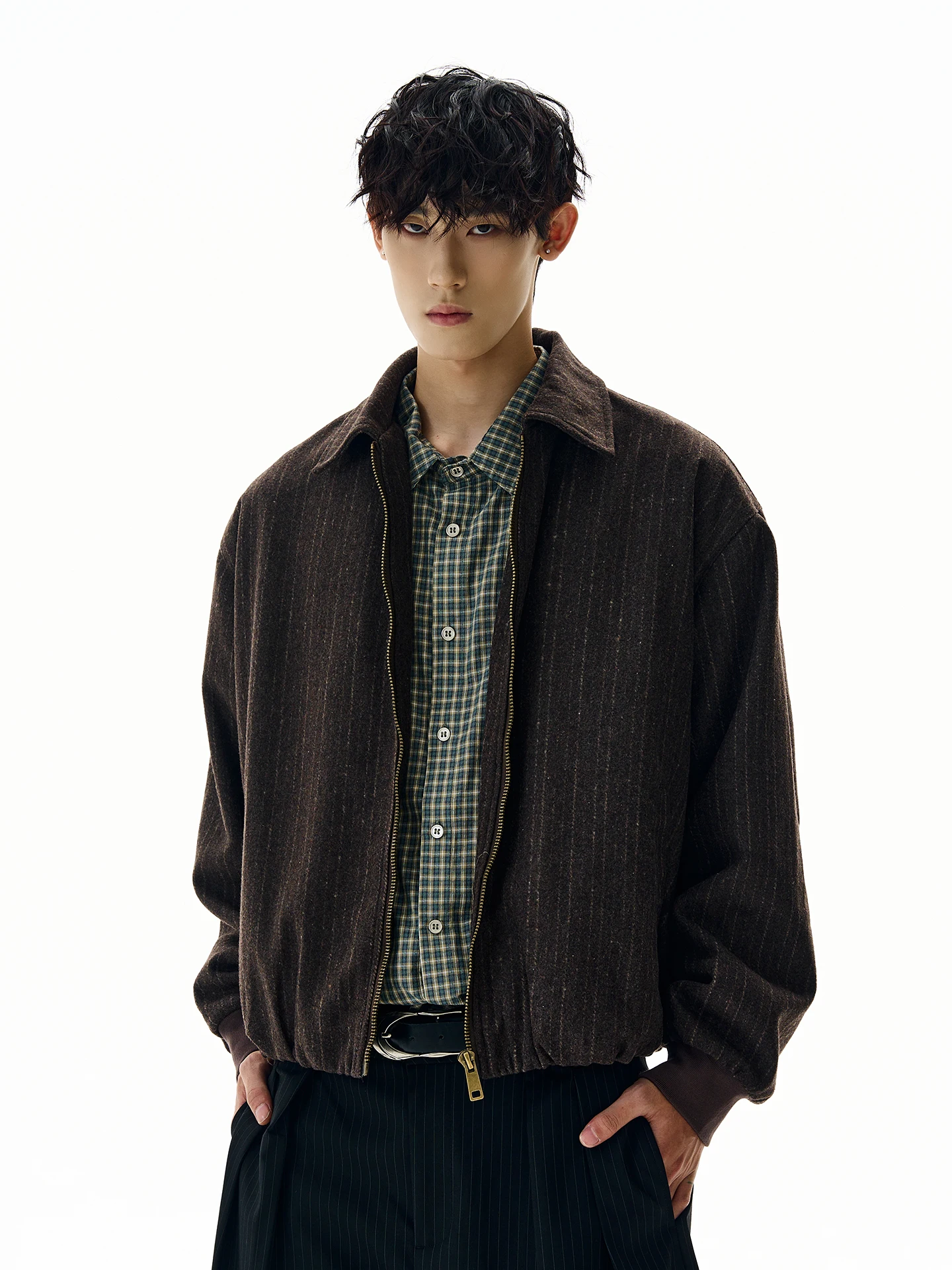 

PUEE Американский Ретро Коричневый Свободный ор Jaet Barn Sle Boxy Универсальная верхняя одежда Молодежный тренд Полиэфирное волокно Весна Осень