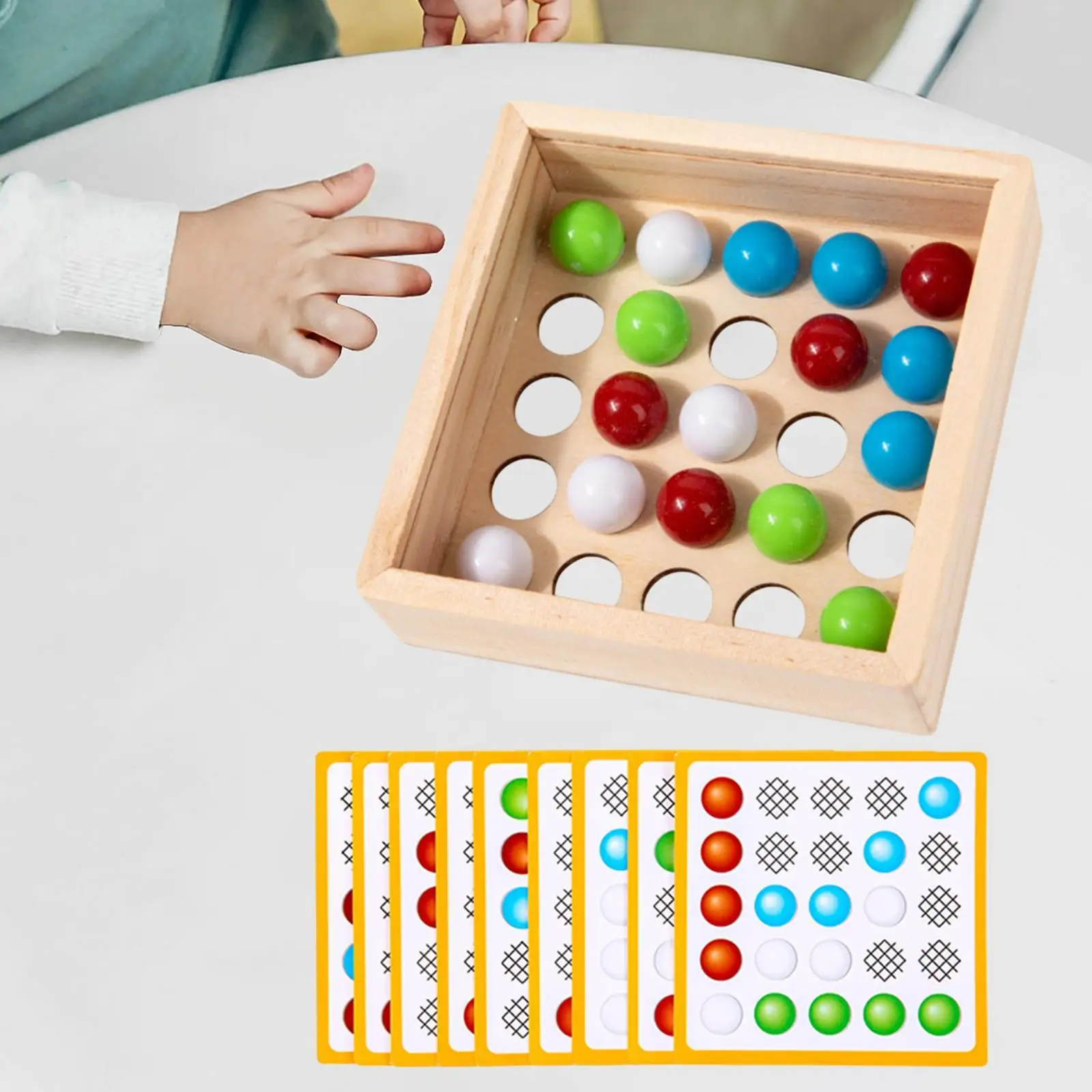 

Bead Color Matching Game Logical Thinking Teasers Fine Motor Toy Wooden Toy Educational Toy for Birthday Gifts Kids