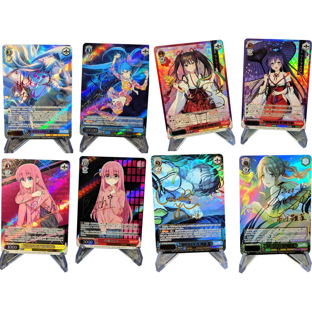 

Anime Hatsune Mikus Signature Card Gilding WS Collection Card Refractive Color Rainbow Flash Double Sided UV Texture Gifts