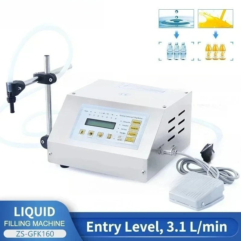 

Digital Control Liquid Filling Machine 5-3500 ml GFK160 Drink Cosmetics Beverage Perfume Juice Milk Small Bottle Filler