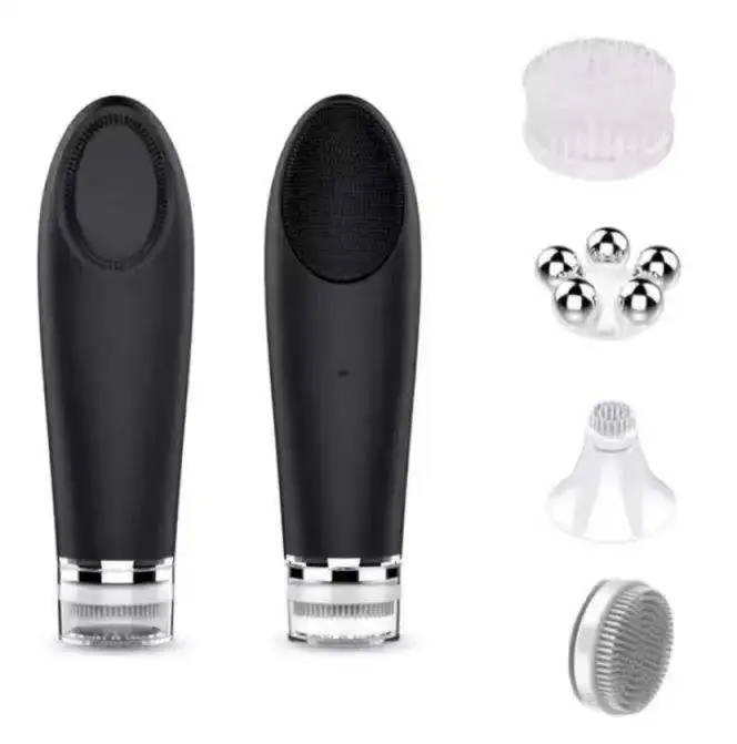 Multi-function 4 in 1 Wash Cleaning  Waterproof Soft Silicone Electric Cleansing Facial Massager Face Washing Brush