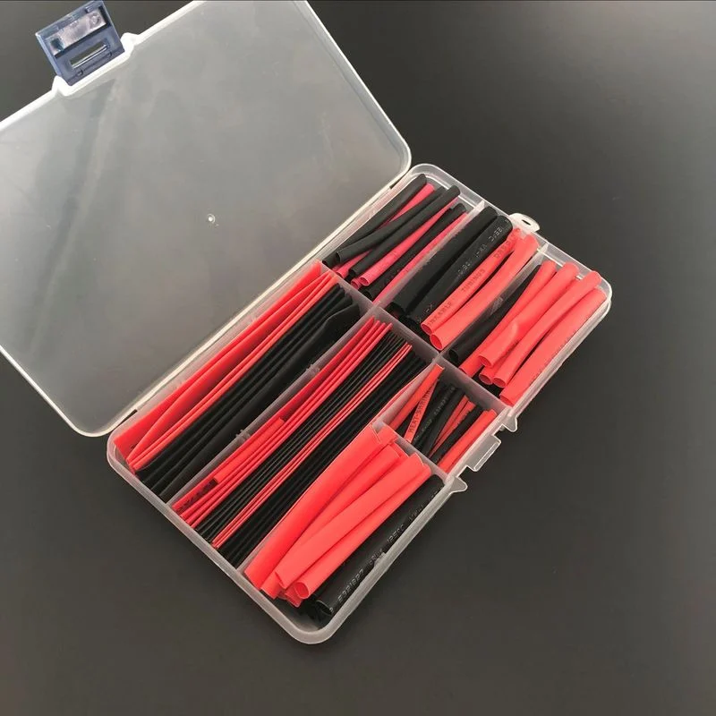 1set = 150PCS 7,28 m Schwarz Und Rot 2:1 Sortiment Schrumpf Schläuche Rohr Auto Kabel Sleeving Wrap draht Kit